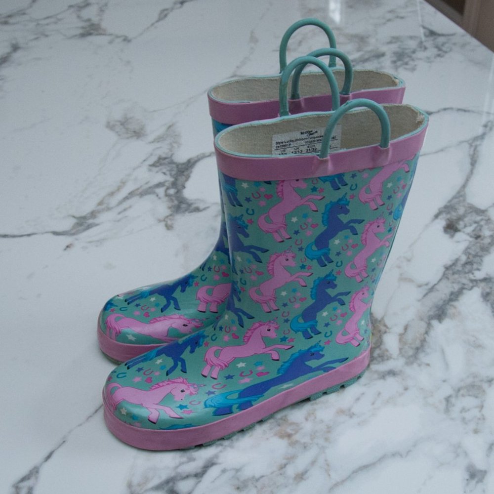 Girls Western Chief Unicorn Rain Boots Pink Blue Size 13/1